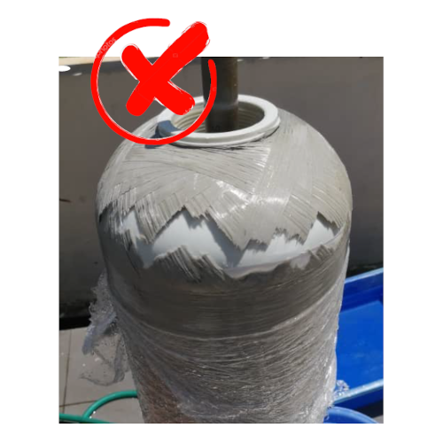 Fake tank with just a thin layer of fiberglass layer over the vessel